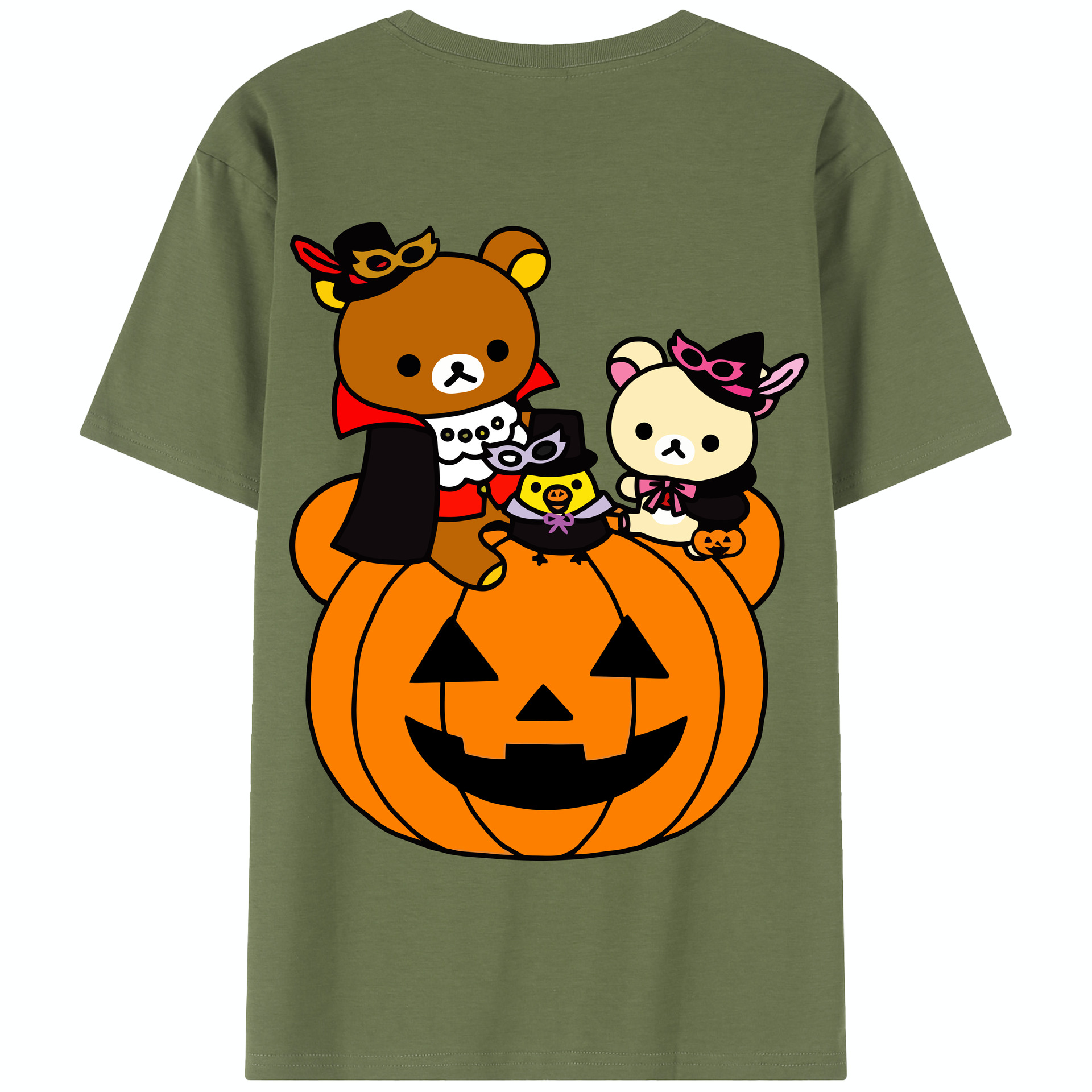 （画像用） リラックマ リラックマ キイロイトリ Rilakkuma Korilakkuma Kiiroitori 綿100％半袖Tシャツ（背面プリント）